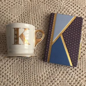 Anthropologie New “K” mug and notebook